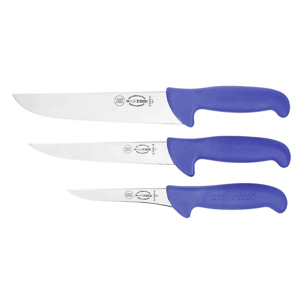 Serie de Couteaux 3Pcs (21-18-13cm) (Bleu) ErgoGrip F.DICK Germany
