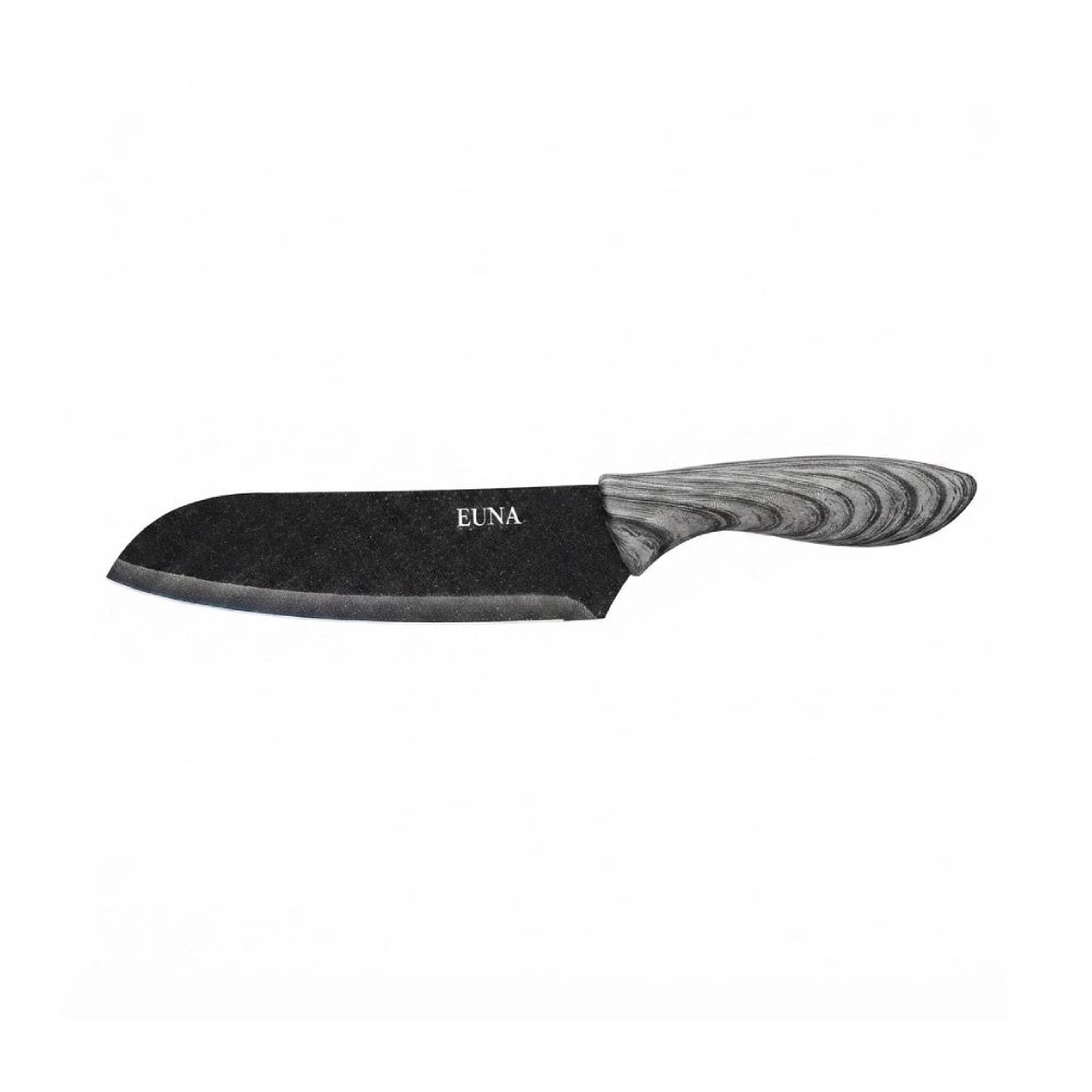 Couteau de chef Noir ultra tranchant de 18 cm, avec étui et boîte cadeau, couteau Santoku (DORRE)